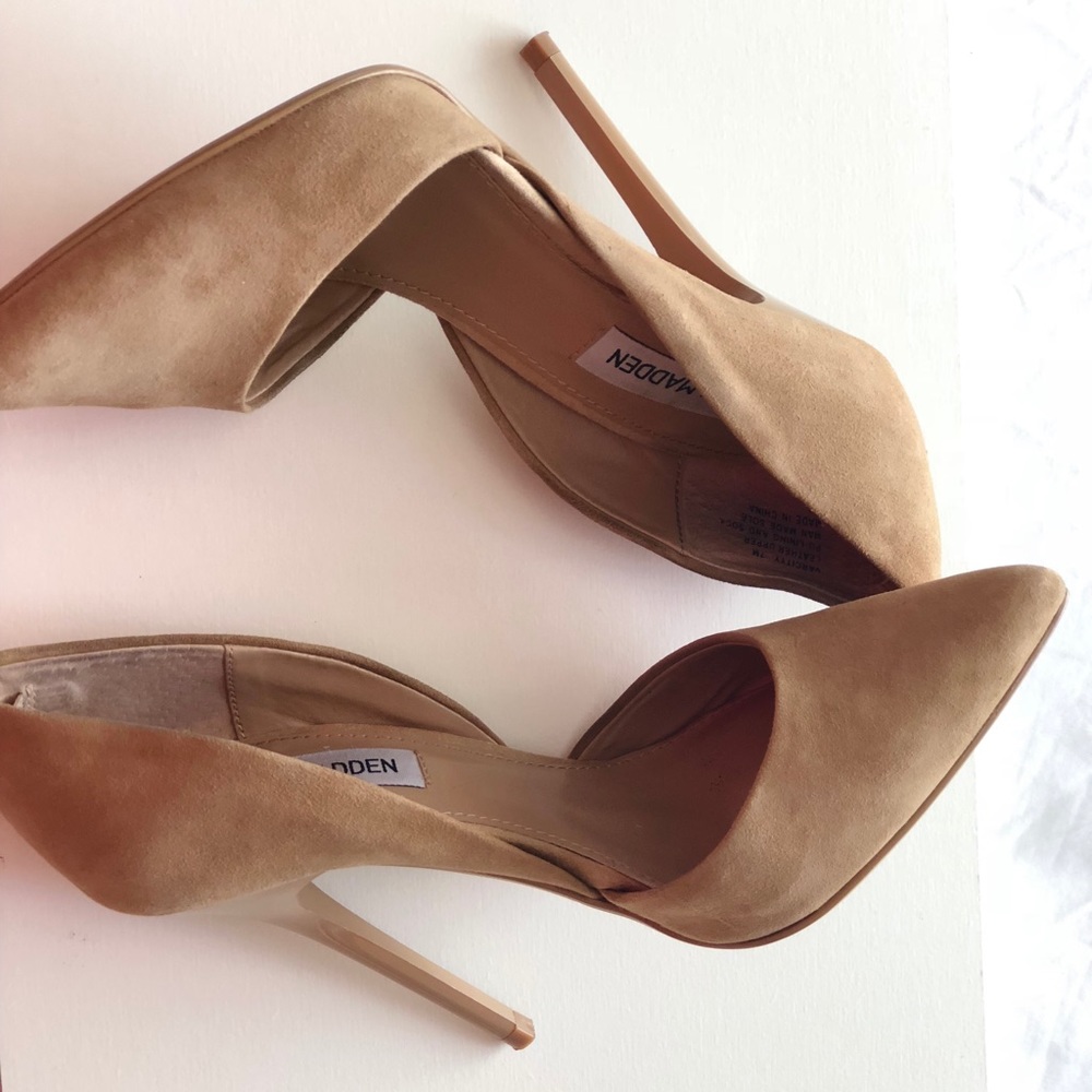 Suede nude heels